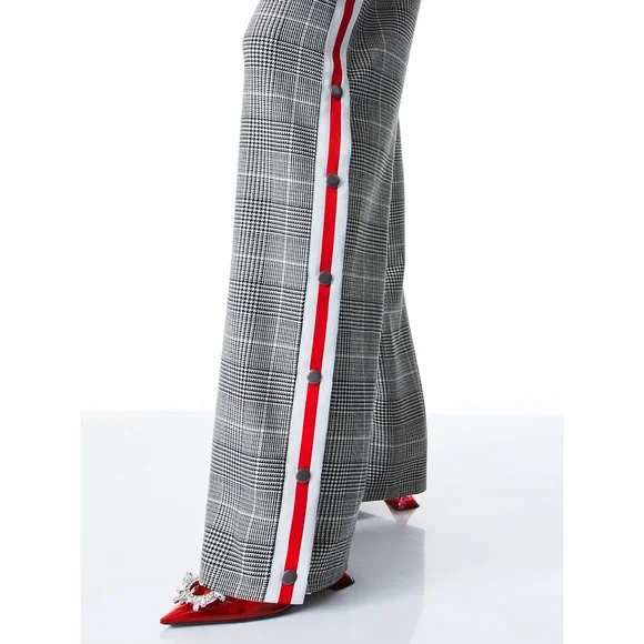 Alice + Olivia Maricruz Plaid Wide Leg Side Snap Pants - Picture 7 of 15